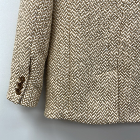 Anine Bing Tweed Fishbone Herringbone Double Breasted Blazer Jacket Tan Small - Picture 10 of 15